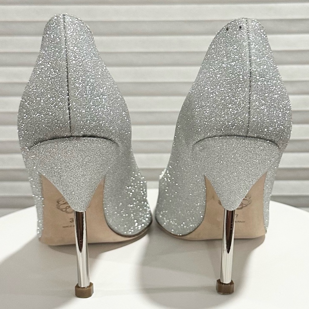 🌹ALEXANDER MCQUEEN🌹 Silver 110 Stud-Detail Punk Spike Glitter Stiletto  Size: 37 - Picture 6 of 9